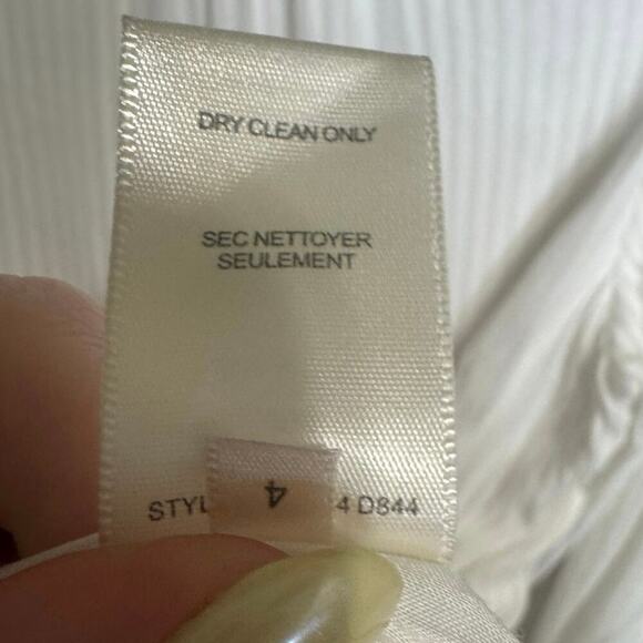 Rebecca Taylor Shadow Stripe Dress Long Peasant Sleeves Flowy Mini White Size 4 - Picture 11 of 15